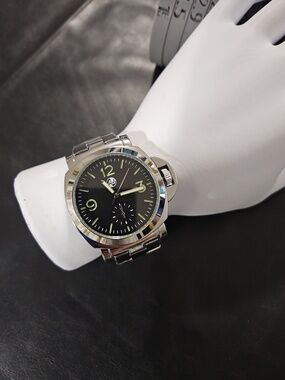 Men's Silver and Black Watch